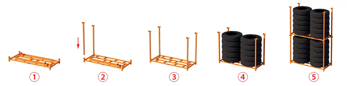 Foldable tire rack usage