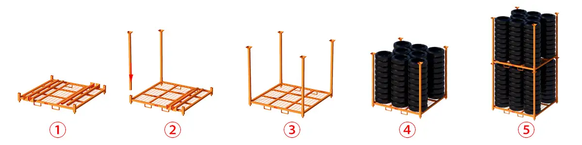 Foldable tire rack usage