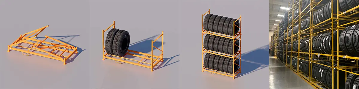 Foldable tire rack usage
