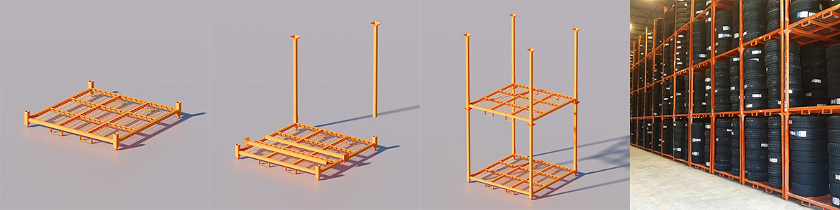 Foldable tire rack usage