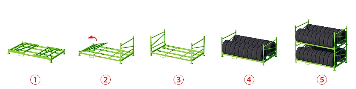 Foldable tire rack usage