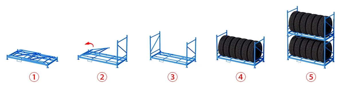 Foldable tire rack usage