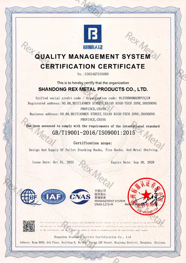 ISO 9001 Quality Management System Certificate
